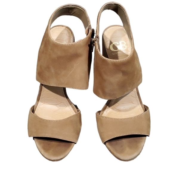 Gianni Bini Women Leather ankle strap  block heels shoes sandals - Picture 2 of 12